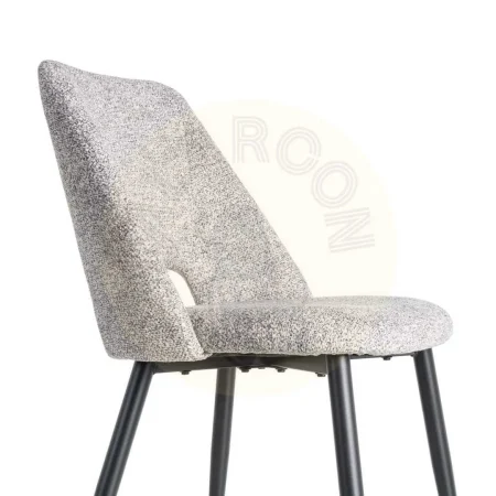 Silla jaspeada gris y blanco en tejido 100% poliéster con patas de hierro 50x57x81cm - Ixia - 615411IX - foto-secundaria-5