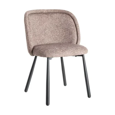Silla jaspeada taupe en tejido 100% poliéster con patas de hierro 56x56x78cm - Ixia - 615412IX - foto-blanco