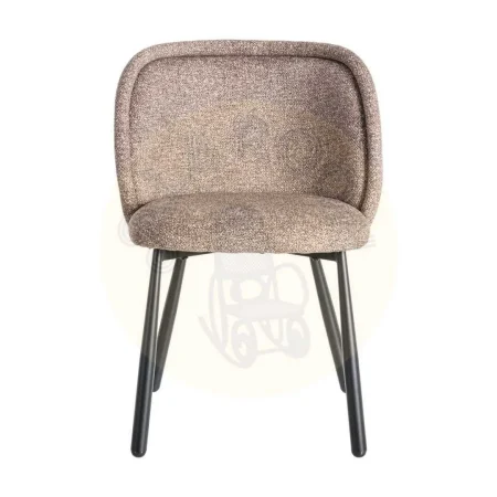Silla jaspeada taupe en tejido 100% poliéster con patas de hierro 56x56x78cm - Ixia - 615412IX - foto-secundaria-1