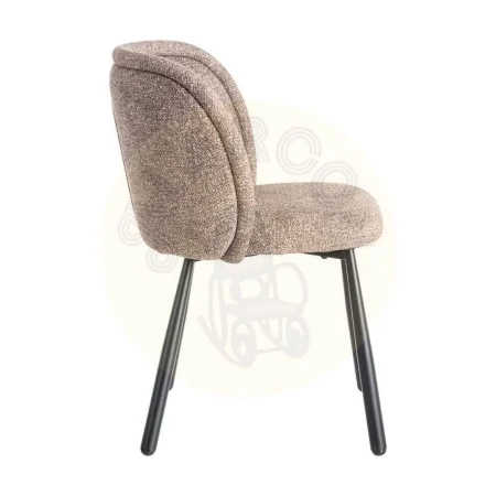 Silla jaspeada taupe en tejido 100% poliéster con patas de hierro 56x56x78cm - Ixia - 615412IX - foto-secundaria-2