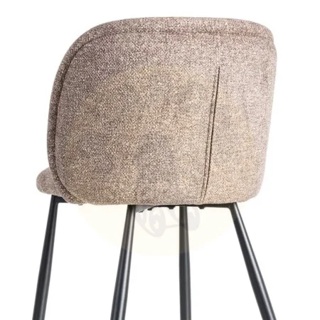 Silla jaspeada taupe en tejido 100% poliéster con patas de hierro 56x56x78cm - Ixia - 615412IX - foto-secundaria-4