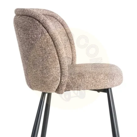 Silla jaspeada taupe en tejido 100% poliéster con patas de hierro 56x56x78cm - Ixia - 615412IX - foto-secundaria-5