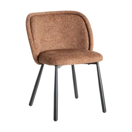Silla tapizada en tejido jaspeado ocre con patas de hierro 56x56x78cm - Ixia - 615413IX - foto-blanco