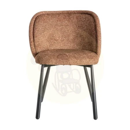 Silla tapizada en tejido jaspeado ocre con patas de hierro 56x56x78cm - Ixia - 615413IX - foto-secundaria-1