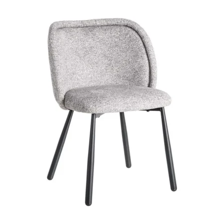 Silla jaspeada de tejido gris y blanco 100% poliéster con patas de hierro 56x56x78cm - Ixia - 615415IX - foto-blanco