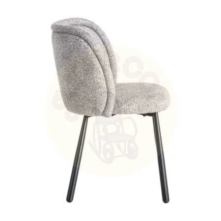 Silla jaspeada de tejido gris y blanco 100% poliéster con patas de hierro 56x56x78cm - Ixia - 615415IX - foto-secundaria-2