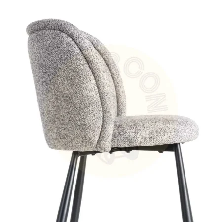Silla jaspeada de tejido gris y blanco 100% poliéster con patas de hierro 56x56x78cm - Ixia - 615415IX - foto-secundaria-5