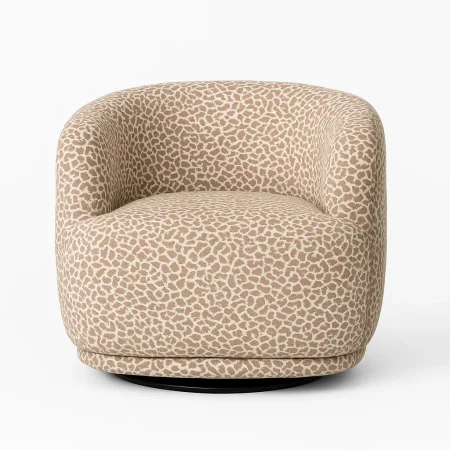 Sillón giratorio en tejido gris con estructura de madera de pino y metal 89x87x71cm - Ixia - 615422IX - foto-blanco