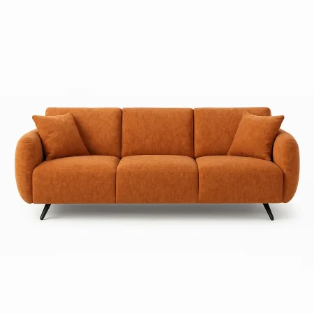 Sofá ocre tapizado en tejido estructura de pino patas de metal 230x100x79cm - Ixia - 615425IX - foto-blanco