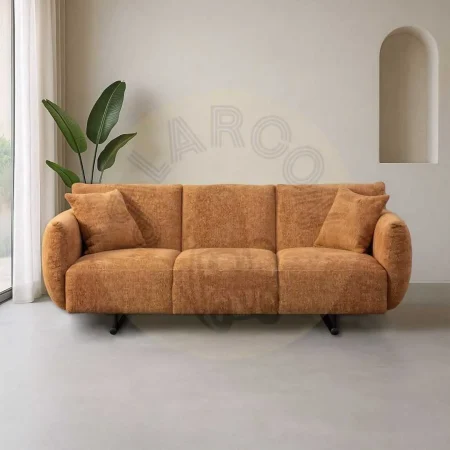 Sofá ocre tapizado en tejido estructura de pino patas de metal 230x100x79cm - Ixia - 615425IX - foto-secundaria-1