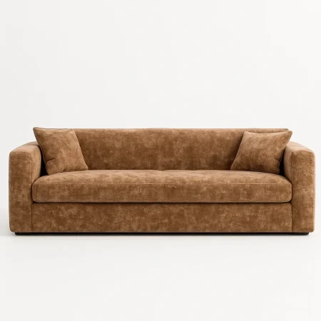 Sofá beige para salón tapizado en tejido con estructura de madera 245x100x64cm - Ixia - 615427IX - foto-blanco