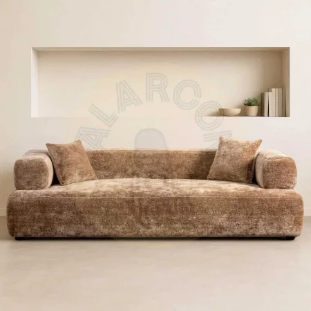 Sofá beige para salón tapizado en tejido con estructura de madera 245x100x64cm - Ixia - 615427IX - foto-secundaria-1