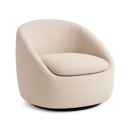 Sillón giratorio beige en tejido 100% poliéster estructura de madera y hierro relleno foam 72x63x73cm - Ixia - 615435IX - foto-blanco