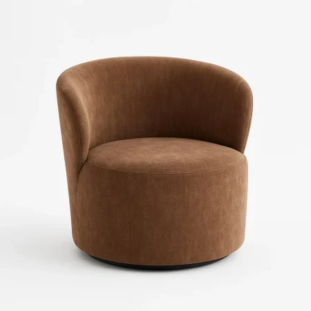 Sillón giratorio tapizado en tejido 100% poliéster con estructura de madera y hierro color taupe 73x68x74cm - Ixia - 615438IX - foto-blanco