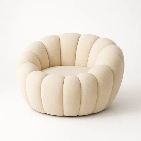 Sillón beige en tejido 100% poliéster con estructura de madera conglomerada 92x89x61cm - Ixia - 615439IX - foto-blanco