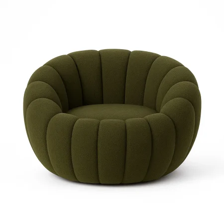 Sillón verde tapizado en tejido 100% poliéster con estructura de madera patas PVC relleno foam 92x89x61cm - Ixia - 615440IX - foto-blanco