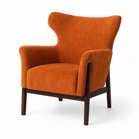 Sillón melocotón en tejido 100% poliéster con patas de madera de caucho y estructura en DM 73x72x77cm - Ixia - 615444IX - foto-blanco