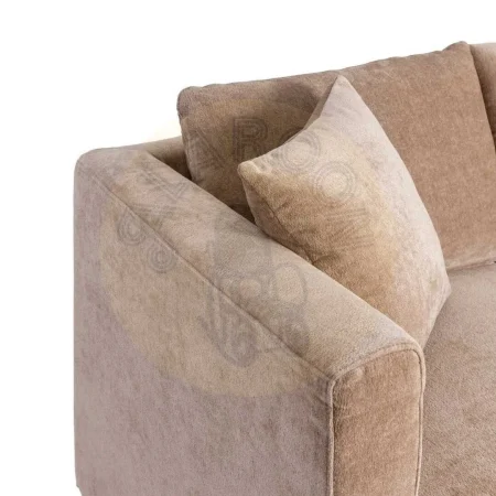 Sofá 2 plazas tapizado en tejido 100% poliéster color taupe con estructura en madera conglomerada y patas de madera de caucho 165x96x86cm - Ixia - 615446IX - foto-secundaria-3