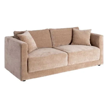Sofá 3 plazas tapizado en tejido taupe con estructura en madera conglomerada cojines desenfundables y patas de madera 210x96x86cm - Ixia - 615447IX - foto-blanco