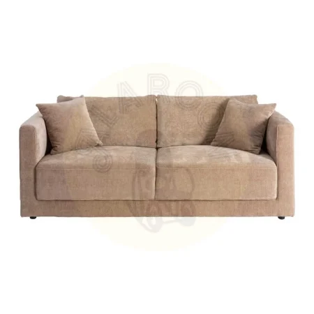 Sofá 3 plazas tapizado en tejido taupe con estructura en madera conglomerada cojines desenfundables y patas de madera 210x96x86cm - Ixia - 615447IX - foto-secundaria-1