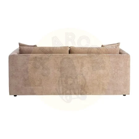 Sofá 3 plazas tapizado en tejido taupe con estructura en madera conglomerada cojines desenfundables y patas de madera 210x96x86cm - Ixia - 615447IX - foto-secundaria-2
