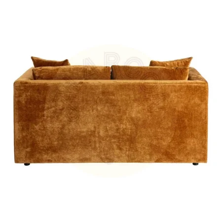 Sofá 2 plazas tapizado en tejido ocre con estructura de madera cojines desenfundables patas madera de caucho 165x96x86cm - Ixia - 615448IX - foto-secundaria-2