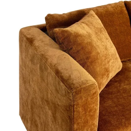 Sofá 2 plazas tapizado en tejido ocre con estructura de madera cojines desenfundables patas madera de caucho 165x96x86cm - Ixia - 615448IX - foto-secundaria-3
