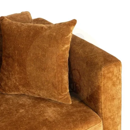 Sofá 2 plazas tapizado en tejido ocre con estructura de madera cojines desenfundables patas madera de caucho 165x96x86cm - Ixia - 615448IX - foto-secundaria-4
