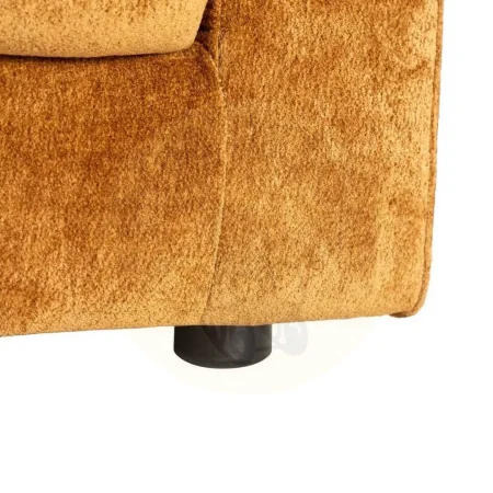 Sofá 2 plazas tapizado en tejido ocre con estructura de madera cojines desenfundables patas madera de caucho 165x96x86cm - Ixia - 615448IX - foto-secundaria-6