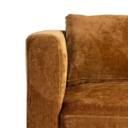 Sofá 2 plazas tapizado en tejido ocre con estructura de madera cojines desenfundables patas madera de caucho 165x96x86cm - Ixia - 615448IX - foto-secundaria-7