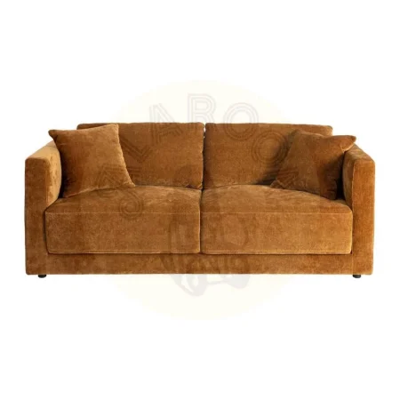 Sofá 3 plazas ocre tapizado en tejido con estructura en madera cojines traseros y laterales desenfundables patas en madera de caucho 210x96x86cm - Ixia - 615449IX - foto-secundaria-1