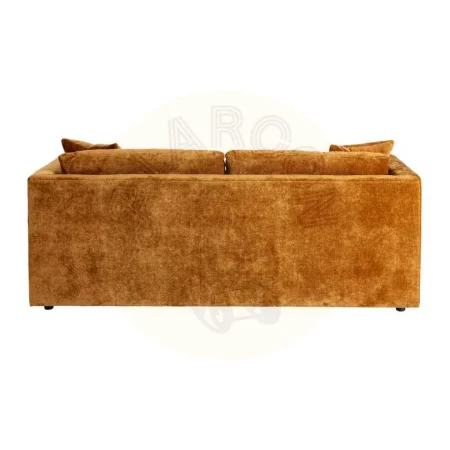 Sofá 3 plazas ocre tapizado en tejido con estructura en madera cojines traseros y laterales desenfundables patas en madera de caucho 210x96x86cm - Ixia - 615449IX - foto-secundaria-2