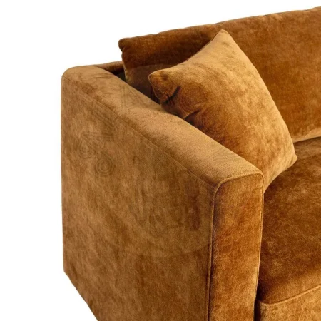 Sofá 3 plazas ocre tapizado en tejido con estructura en madera cojines traseros y laterales desenfundables patas en madera de caucho 210x96x86cm - Ixia - 615449IX - foto-secundaria-3