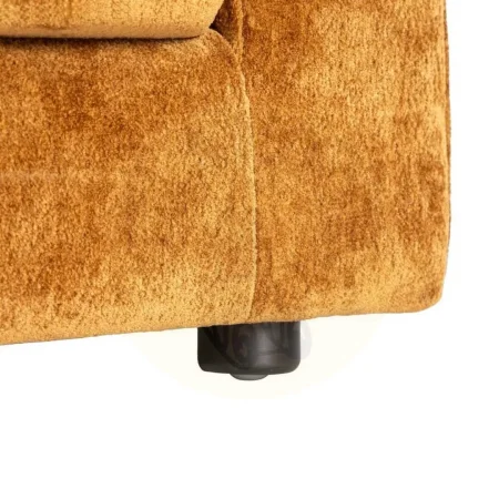 Sofá 3 plazas ocre tapizado en tejido con estructura en madera cojines traseros y laterales desenfundables patas en madera de caucho 210x96x86cm - Ixia - 615449IX - foto-secundaria-6