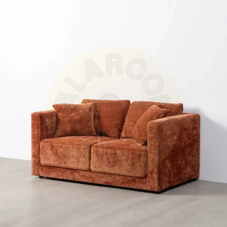 Sofá 2 plazas en tejido y madera color teja con cojines desenfundables 165x96x86cm - Ixia - 615450IX - foto-secundaria-8