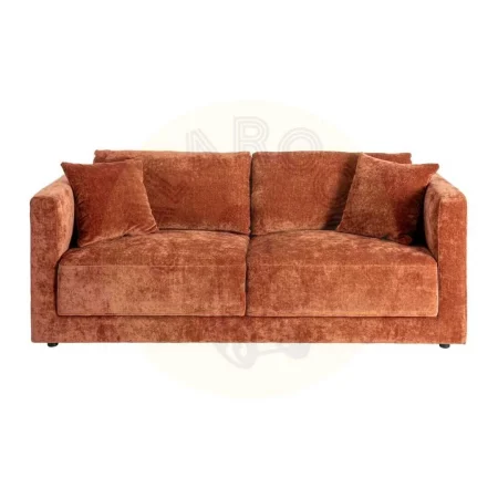 Sofá 3 plazas teja en tejido y madera cojines desenfundables patas en madera de caucho 210x96x86cm - Ixia - 615451IX - foto-secundaria-1