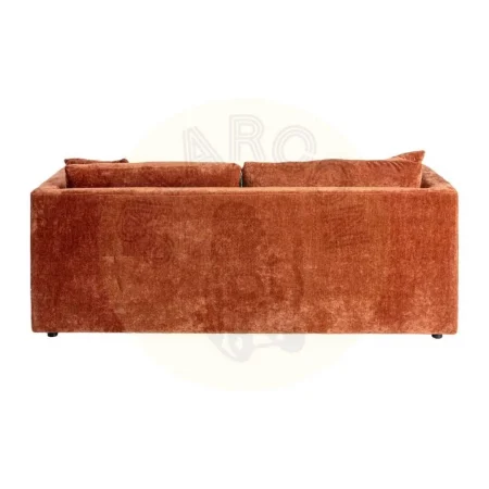 Sofá 3 plazas teja en tejido y madera cojines desenfundables patas en madera de caucho 210x96x86cm - Ixia - 615451IX - foto-secundaria-2