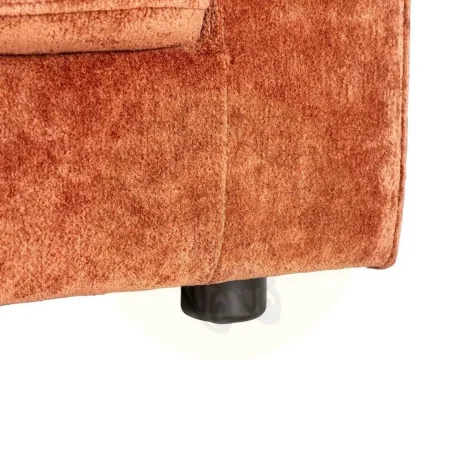 Sofá 3 plazas teja en tejido y madera cojines desenfundables patas en madera de caucho 210x96x86cm - Ixia - 615451IX - foto-secundaria-6