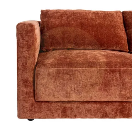 Sofá 3 plazas teja en tejido y madera cojines desenfundables patas en madera de caucho 210x96x86cm - Ixia - 615451IX - foto-secundaria-7