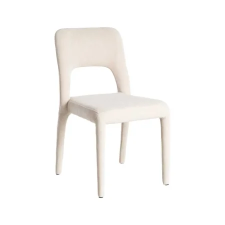 Silla apilable crema en tejido con estructura de metal 47x61x84cm - Ixia - 615452IX - foto-blanco