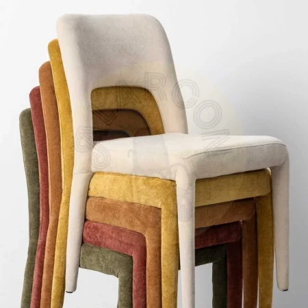 Silla apilable en tejido marrón con estructura metálica 47x61x84cm - Ixia - 615454IX - foto-secundaria-10