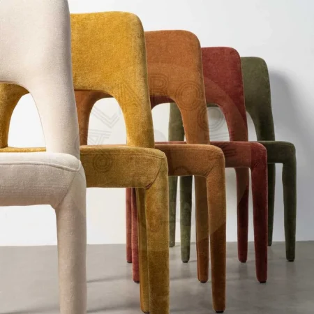 Silla apilable en tejido marrón con estructura metálica 47x61x84cm - Ixia - 615454IX - foto-secundaria-11