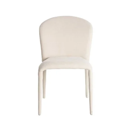 Silla apilable tapizada en tejido crema con estructura metálica 50x61x82cm - Ixia - 615457IX - foto-blanco