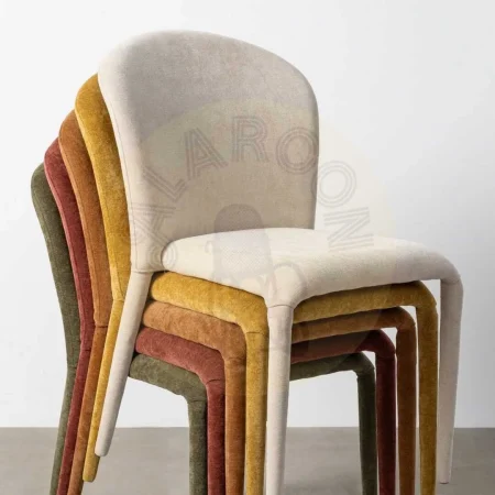 Silla apilable tapizada en tejido crema con estructura metálica 50x61x82cm - Ixia - 615457IX - foto-secundaria-10