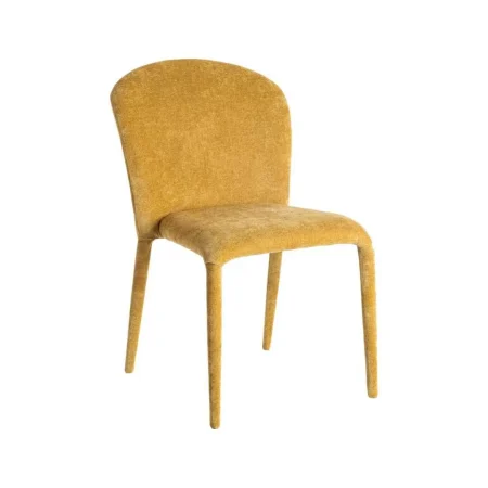 Silla apilable tapizada en tejido mostaza con estructura metálica 50x61x82cm - Ixia - 615458IX - foto-blanco