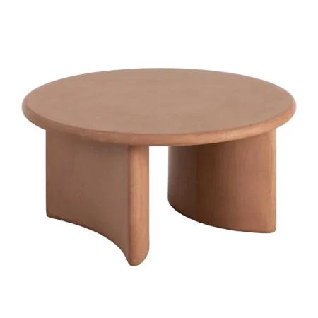 Mesa centro color teja en DM con acabado microcemento para salón 80x80x38.50cm - Ixia - 615462IX - foto-blanco