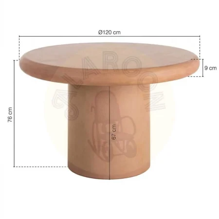 Mesa de comedor teja en DM con acabado en microcemento tablero 9cm 120x120x76cm - Ixia - 615466IX - foto-secundaria-10