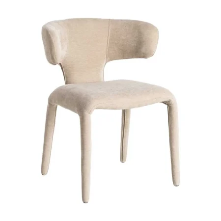 Silla tapizada en tejido 100% poliéster color taupe con asiento acolchado 58x55x76cm - Ixia - 615468IX - foto-blanco