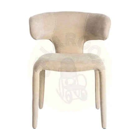 Silla tapizada en tejido 100% poliéster color taupe con asiento acolchado 58x55x76cm - Ixia - 615468IX - foto-secundaria-1
