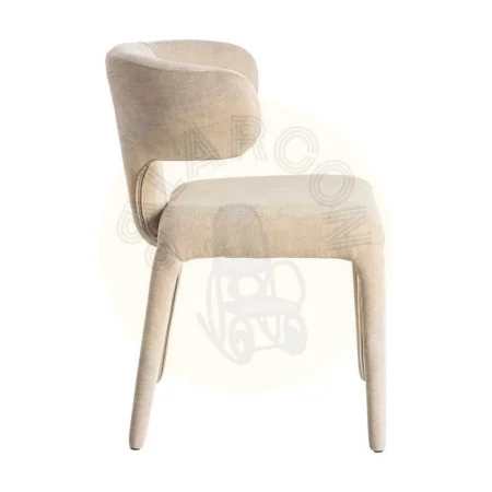 Silla tapizada en tejido 100% poliéster color taupe con asiento acolchado 58x55x76cm - Ixia - 615468IX - foto-secundaria-2
